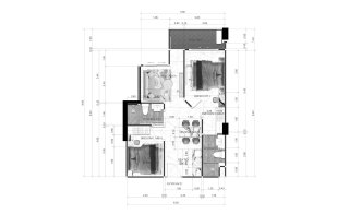 Планировка кондомониума 2 спальни в ЖК Avenue Boutique Condominium № 11007